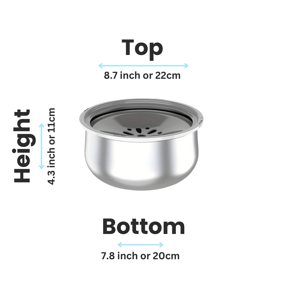 Dimensions of Gallon Zero Splash Anti Splash Dog Bowl with measurements labeled