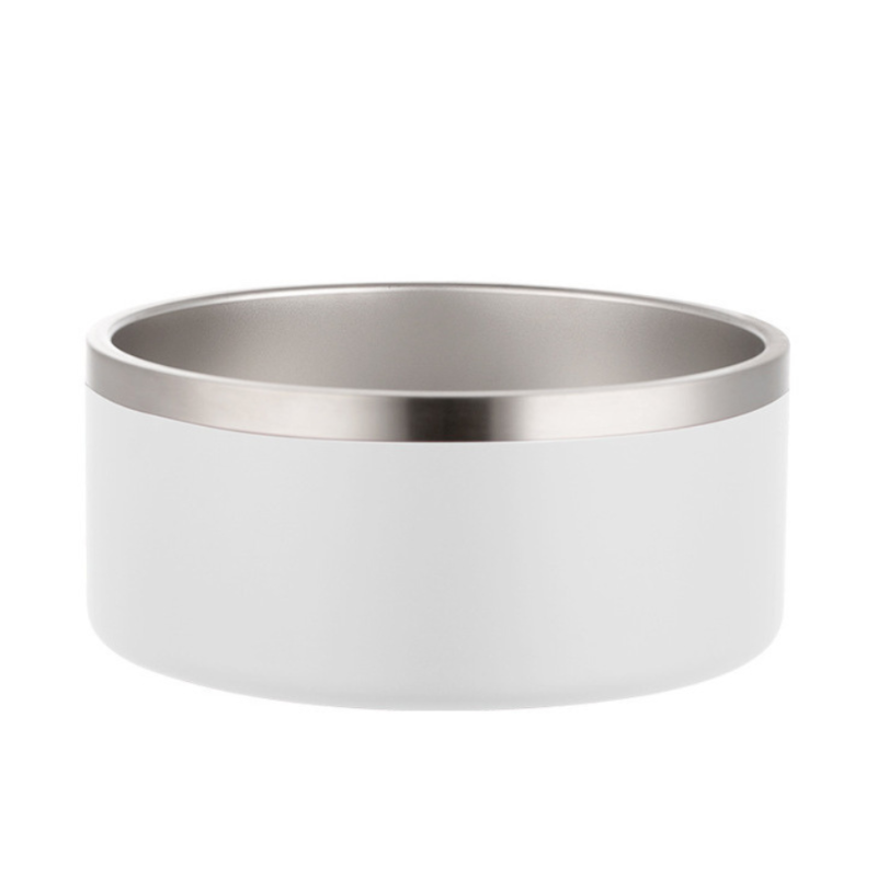 White PuppHub stainless steel anti-spill dog bowl with a sleek design.