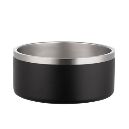 Black PuppHub stainless steel anti-spill dog bowl with non-slip base.