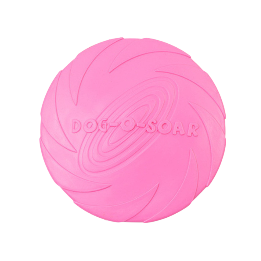 Pink Rubber Pupp Frisbee with spiral design for playful dogs